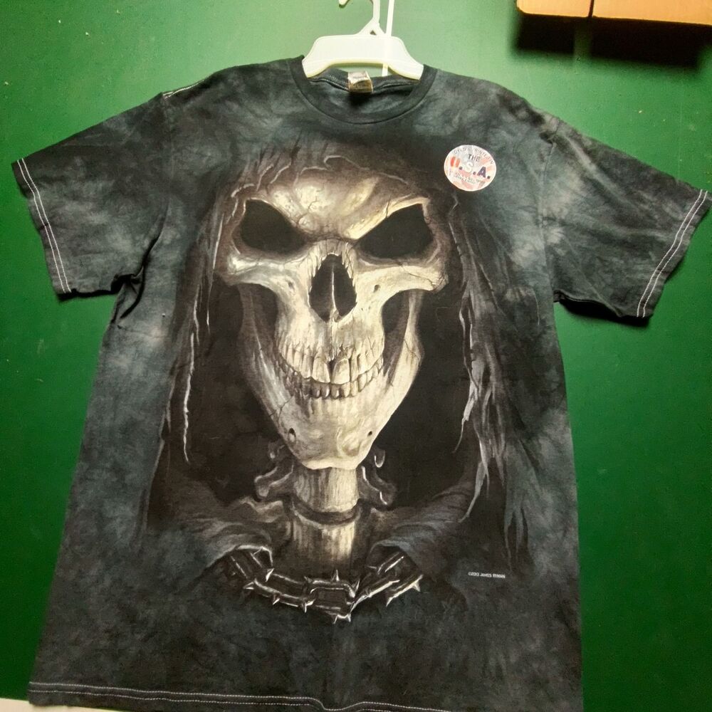 Grim Reaper Hooded Skull Tie-Dye T-Shirt - Men's Large - NEW